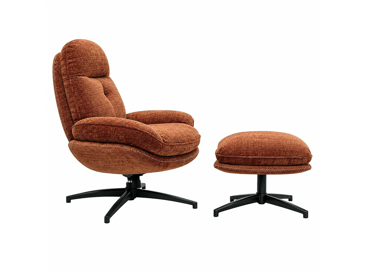 Fauteuil détente rouille pivotant avec repose-pieds IENA