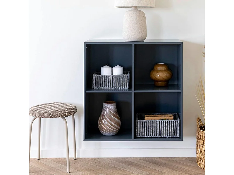 Etagère cube murale 4 zones, couleur gris orage TALLINN