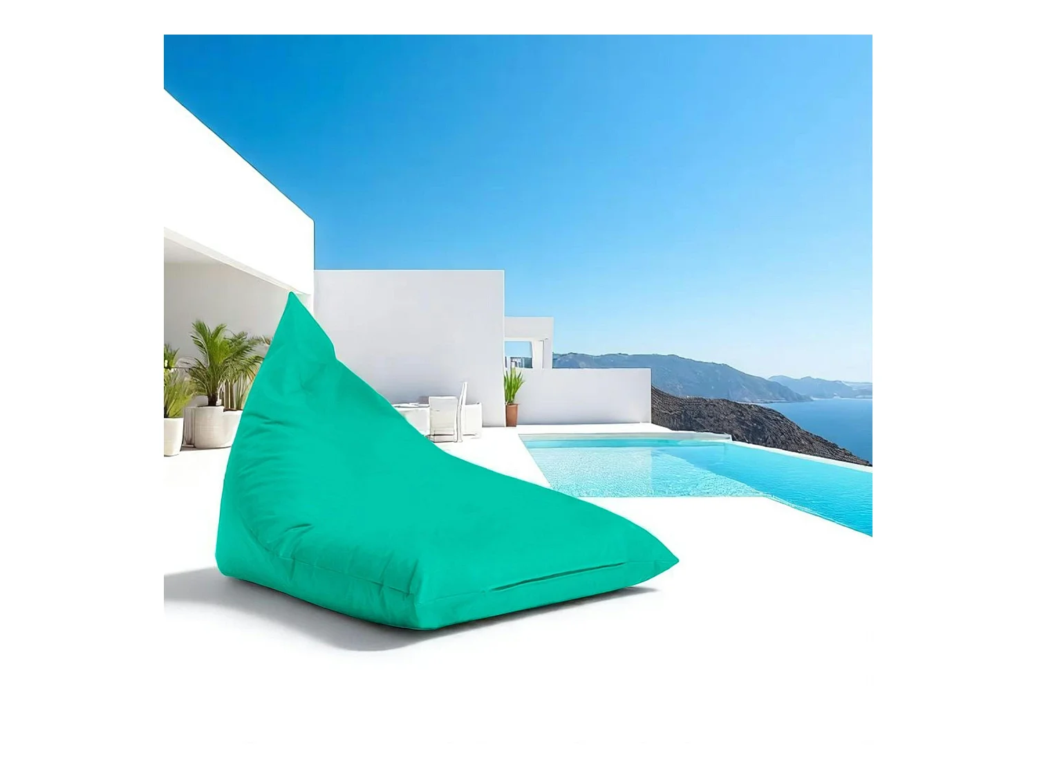 Pouf berlingot extérieur turquoise ARTA
