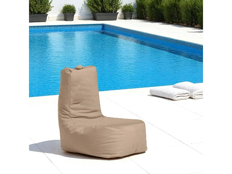 Pouf poire extérieur taupe avec poches latérales ARTA