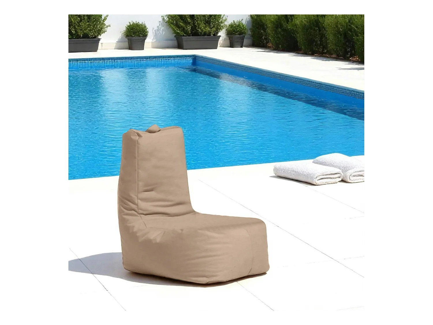Pouf poire extérieur taupe avec poches latérales ARTA