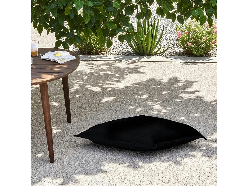 Pouf coussin de sol extérieur imperméable - noir ARTA