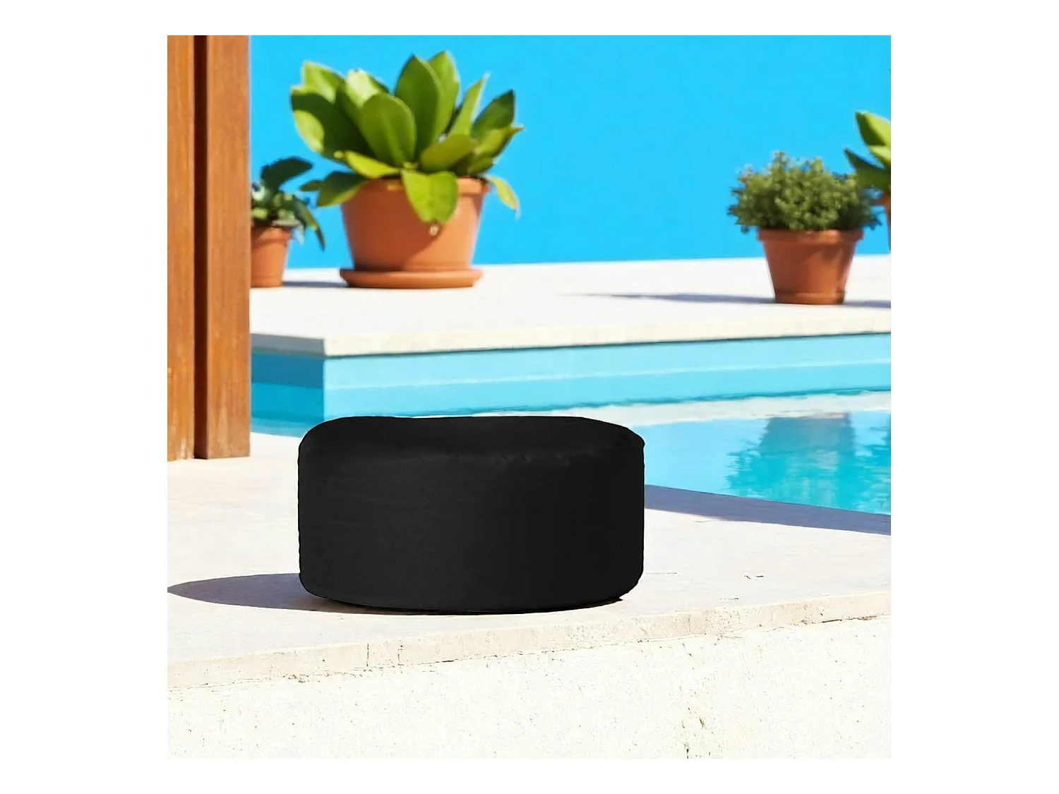 Pouf extérieur imperméable noir - forme ronde ARTA