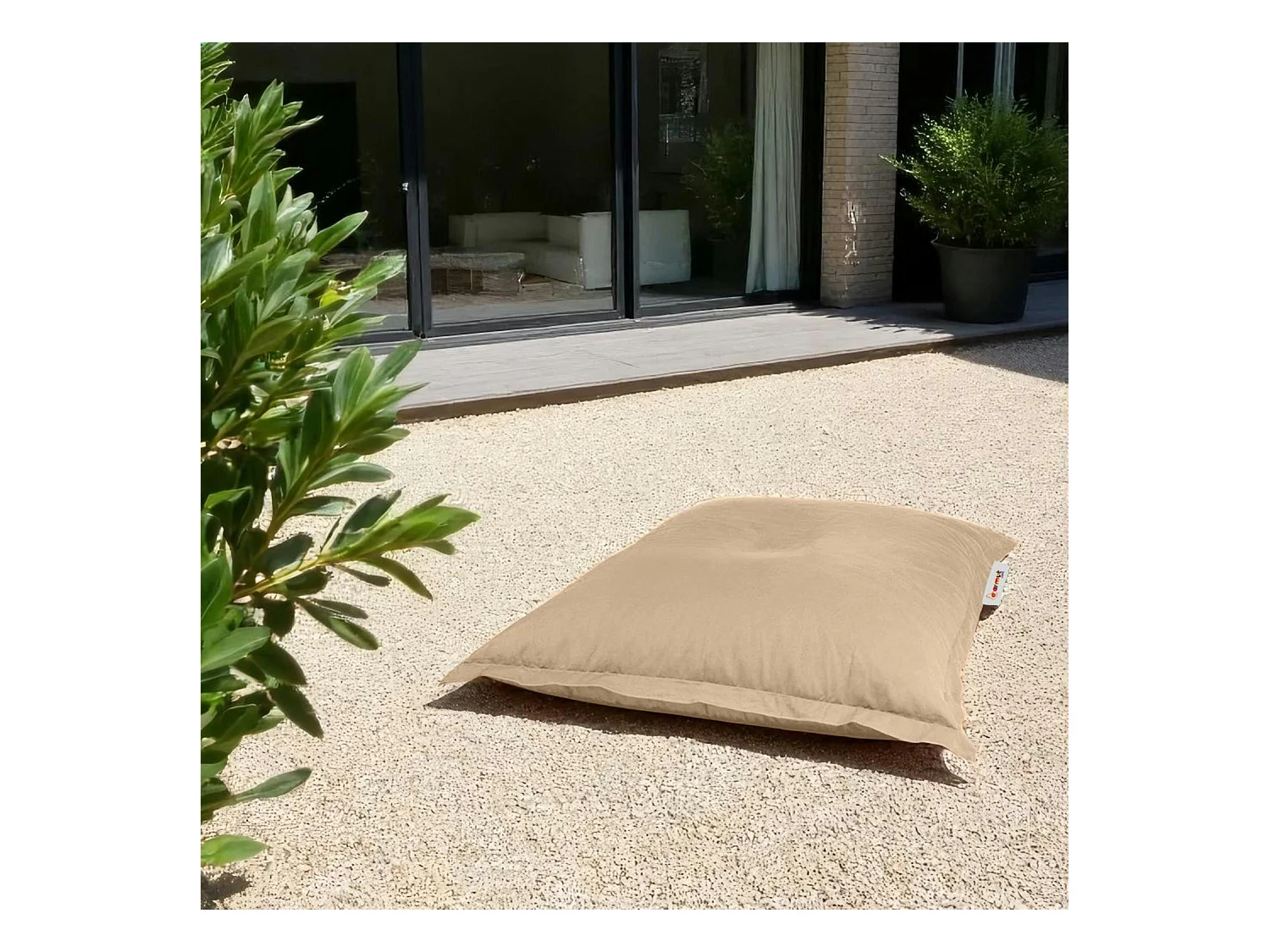 Pouf coussin de sol extérieur taupe - 100 cm ARTA