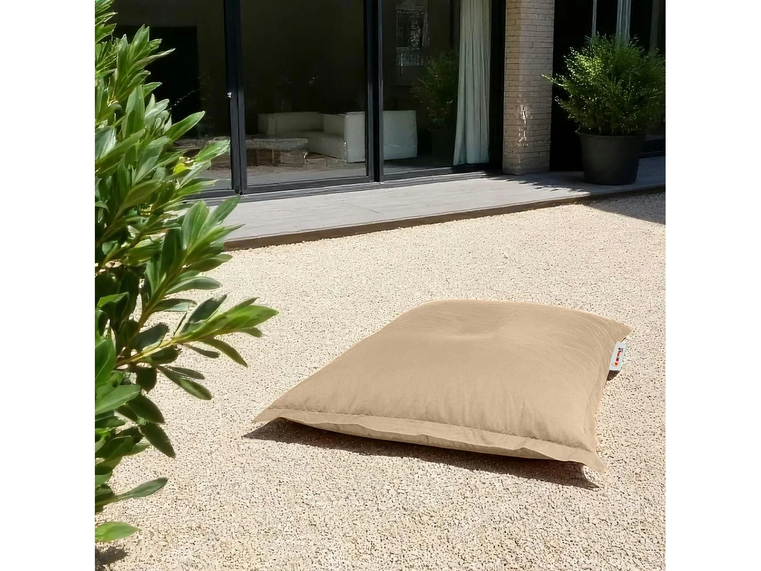 Pouf coussin de sol extérieur taupe - 100 cm ARTA