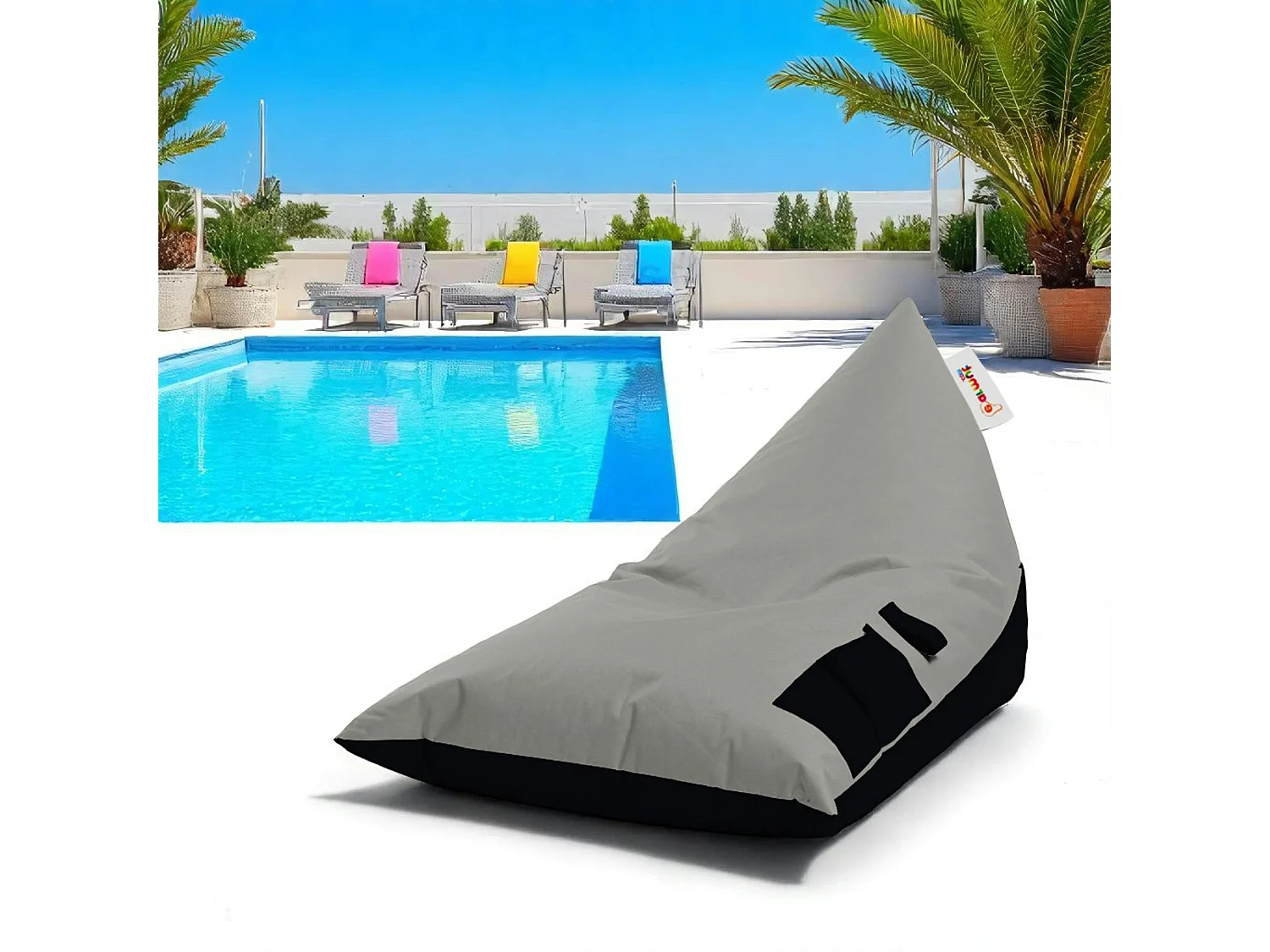 Pouf berlingot extérieur gris et noir ARTA