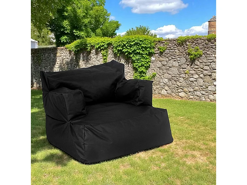 Pouf XXL extérieur avec accoudoirs - noir ARTA