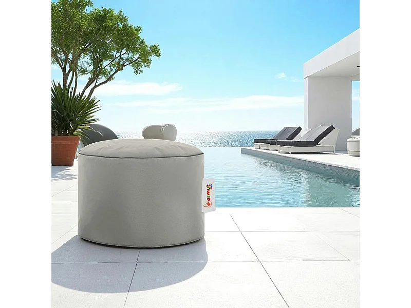 Pouf extérieur imperméable gris - forme ronde ARTA