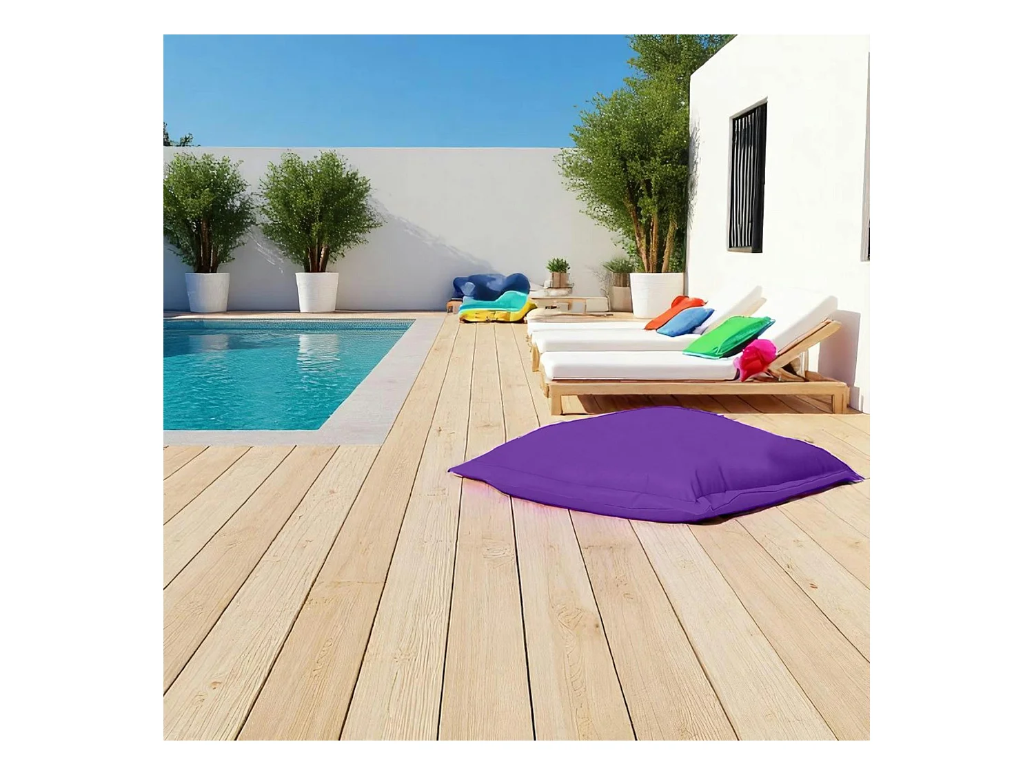 Pouf coussin de sol extérieur imperméable - violet ARTA