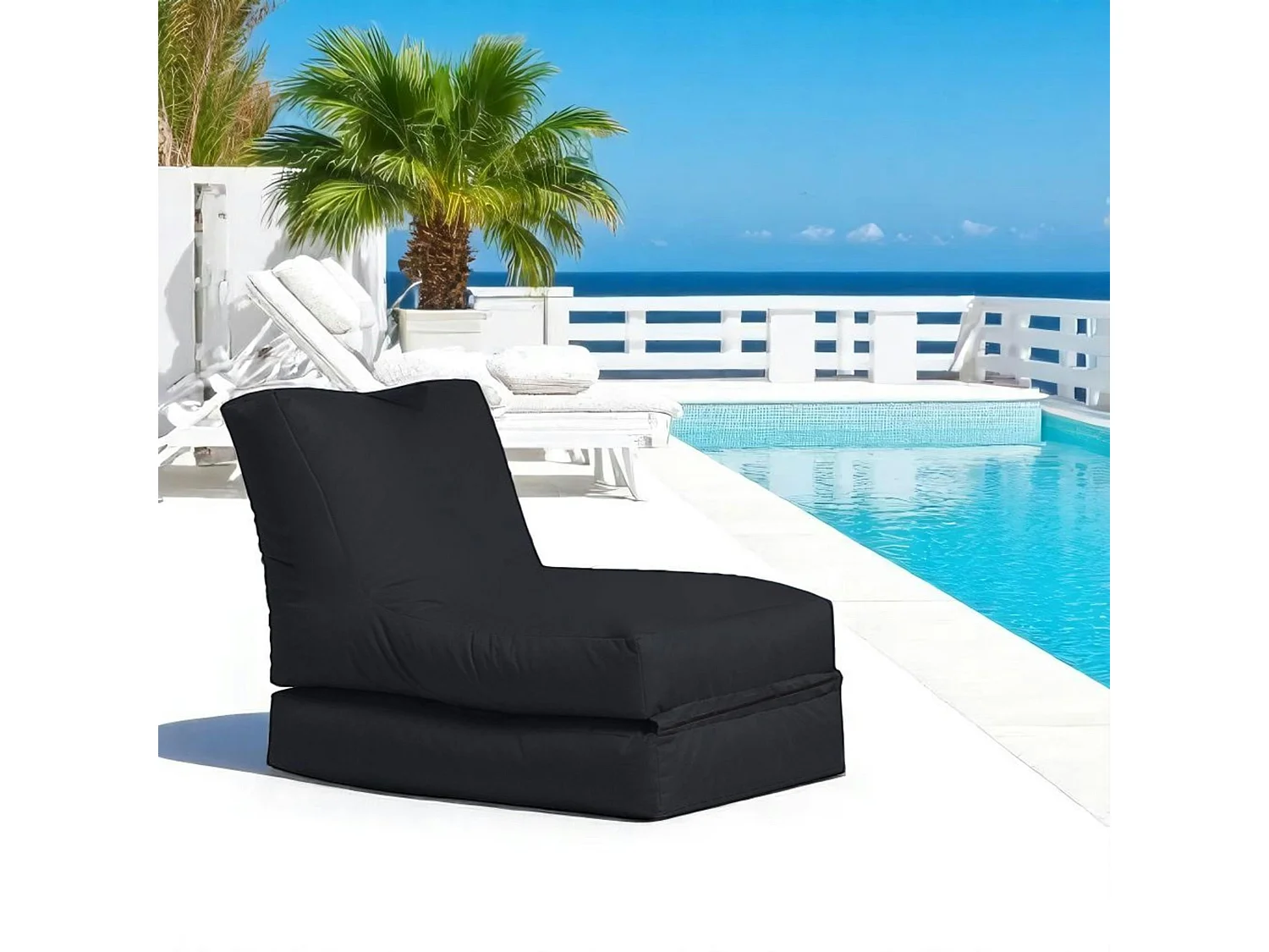 Pouf bain de soleil extérieur noir ARTA