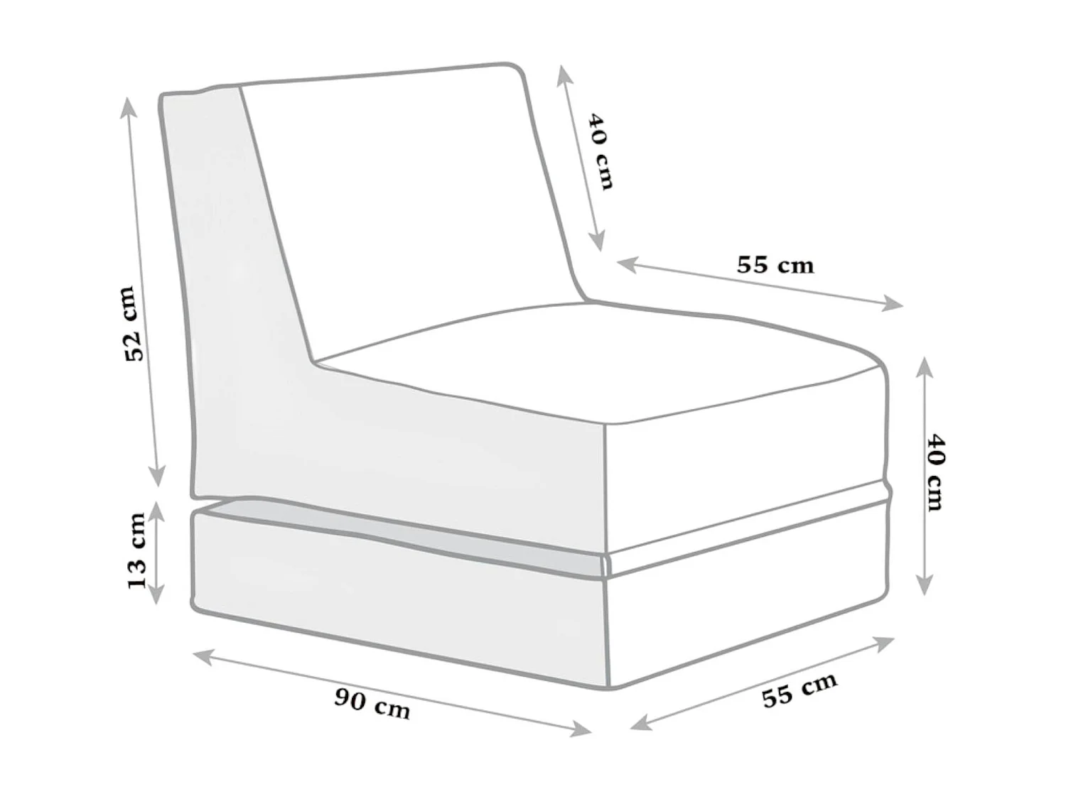 Pouf bain de soleil extérieur noir ARTA