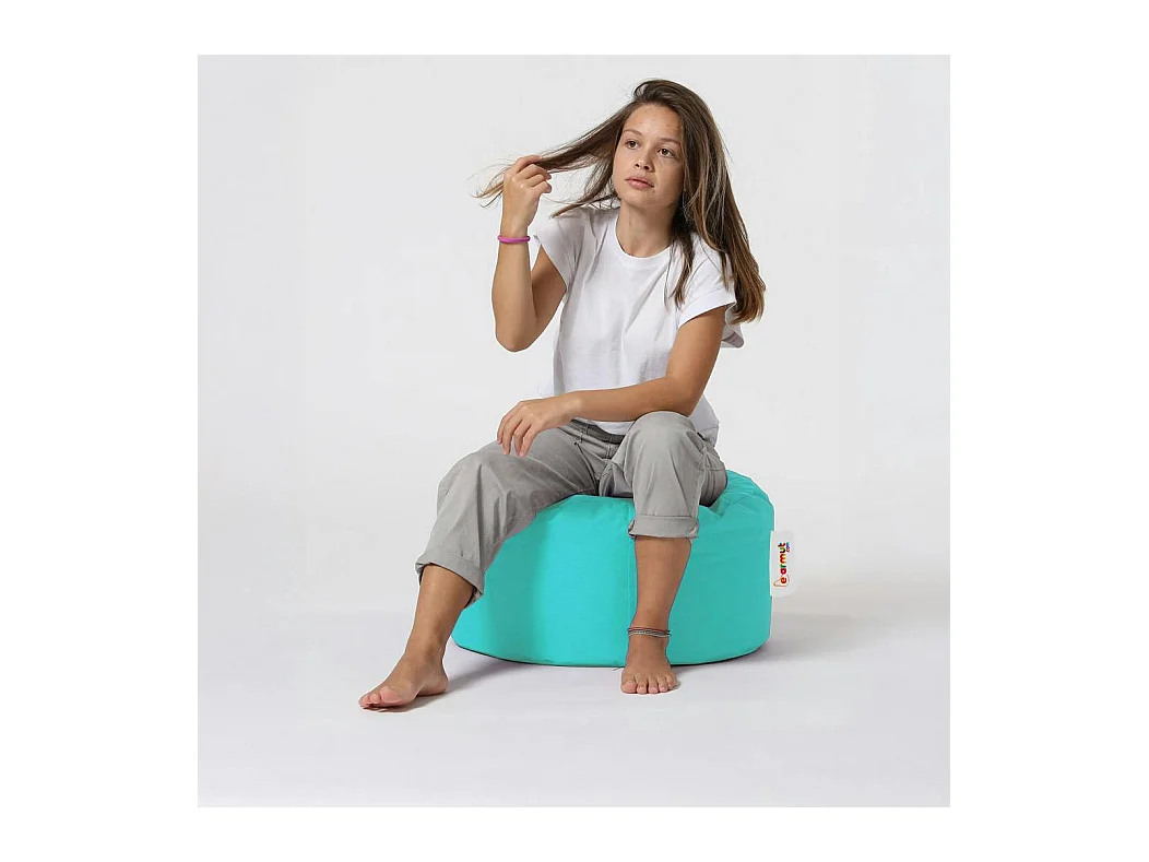 Pouf extérieur imperméable turquoise - forme ronde ARTA