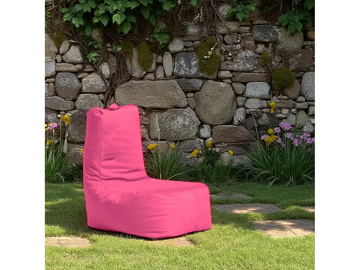 Pouf poire extérieur rose avec poches latérales ARTA