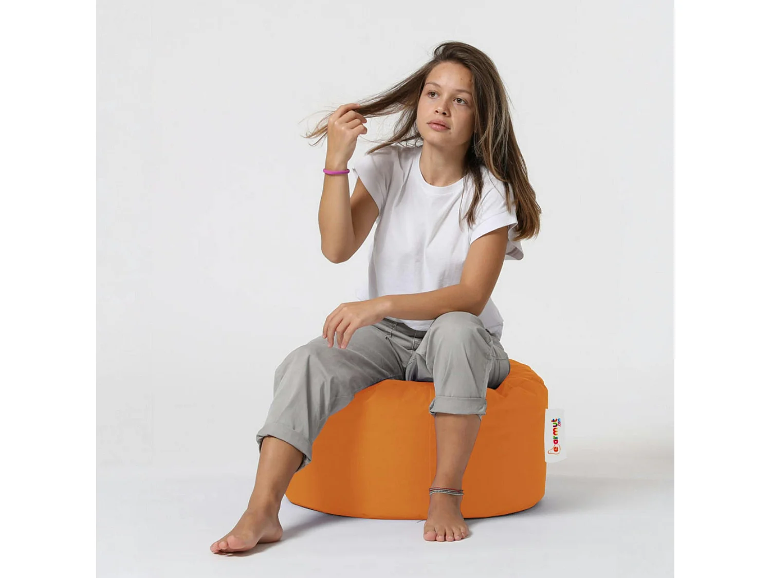 Pouf extérieur imperméable orange - forme ronde ARTA