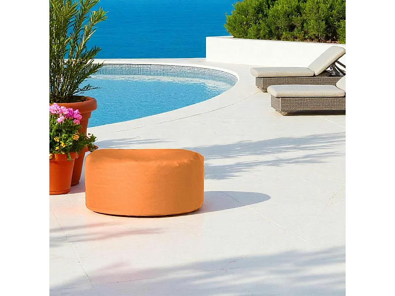 Pouf extérieur imperméable orange - forme ronde ARTA