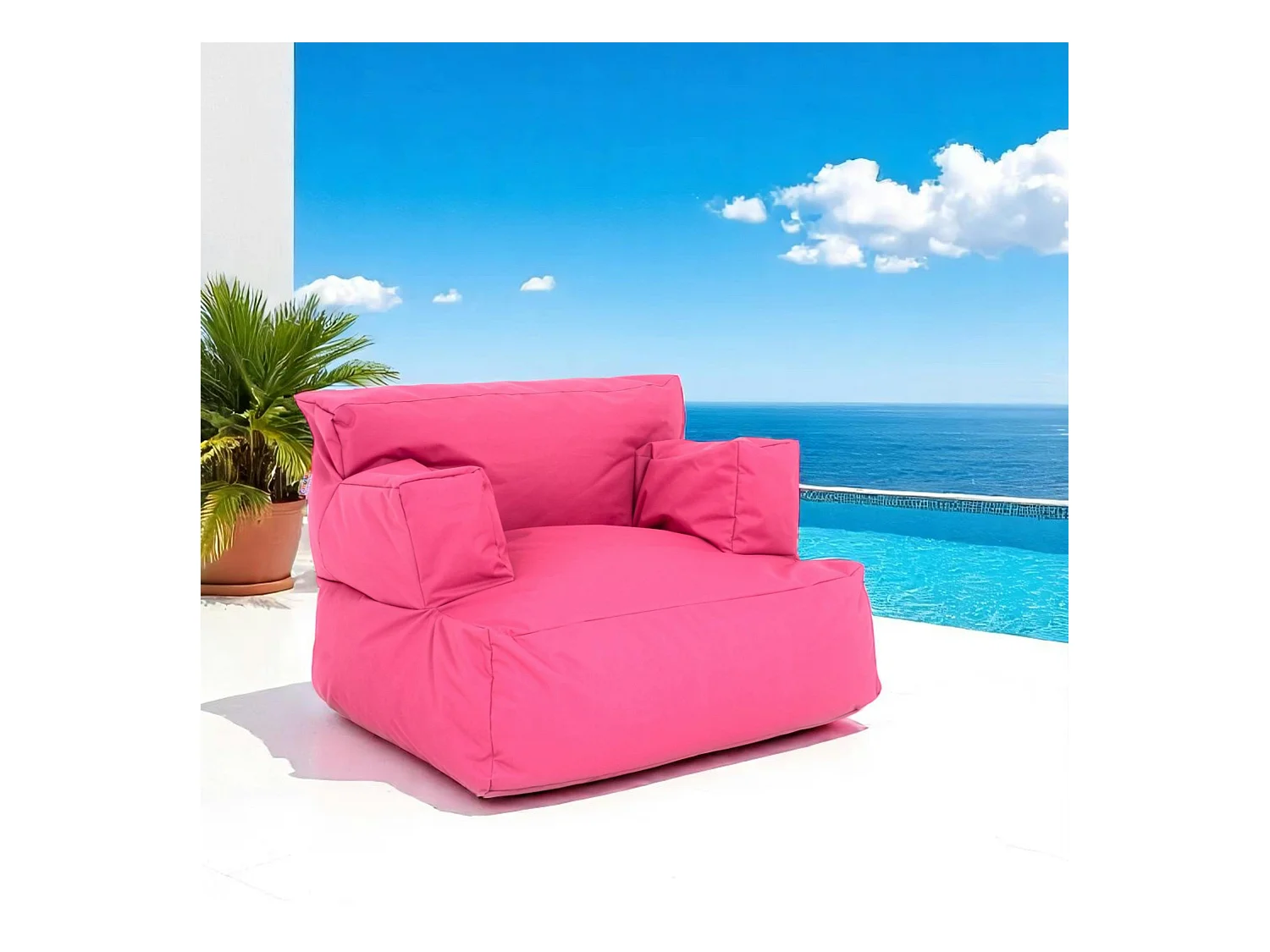 Pouf XXL extérieur avec accoudoirs - rose ARTA