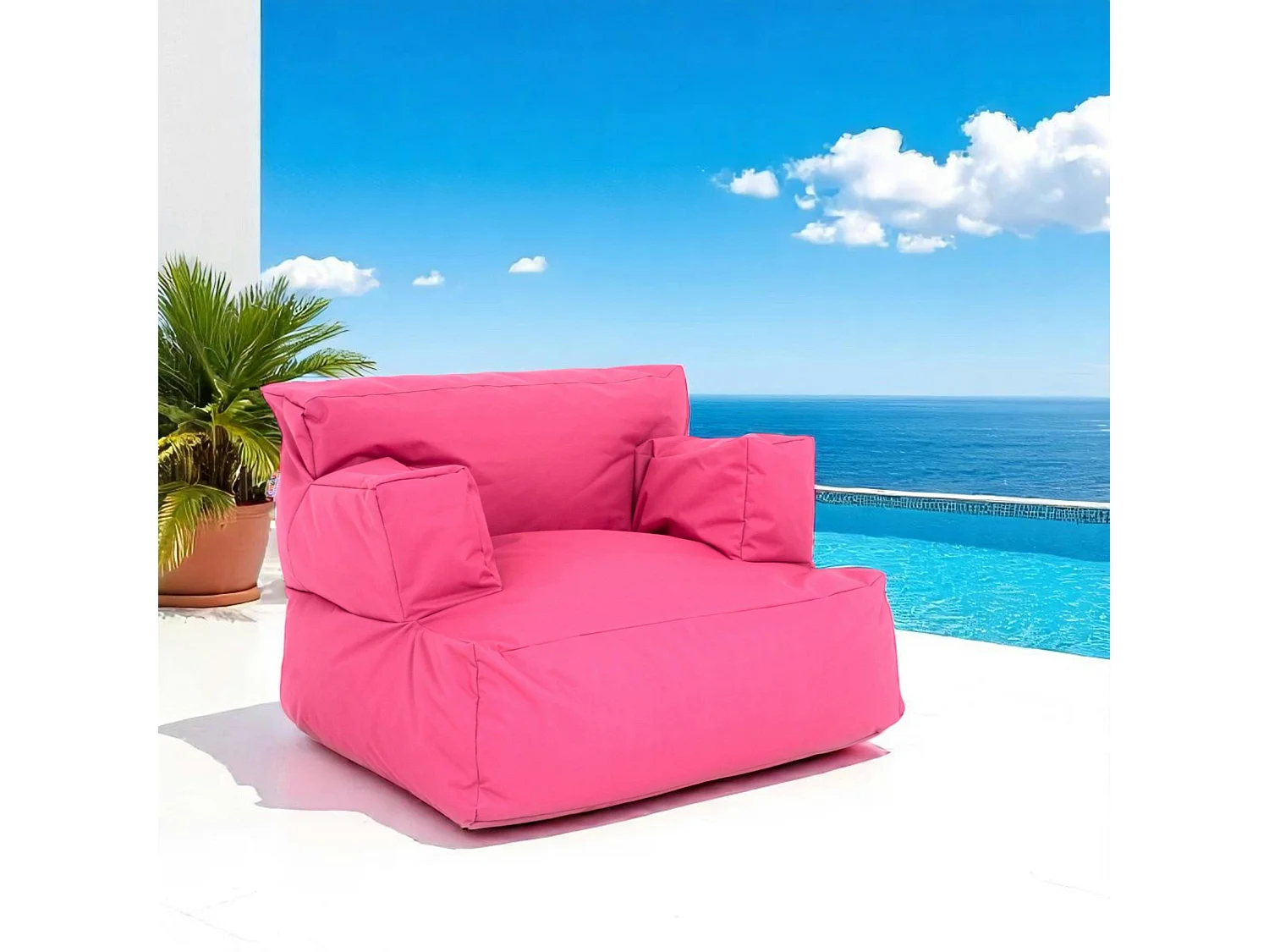 Pouf XXL extérieur avec accoudoirs - rose ARTA