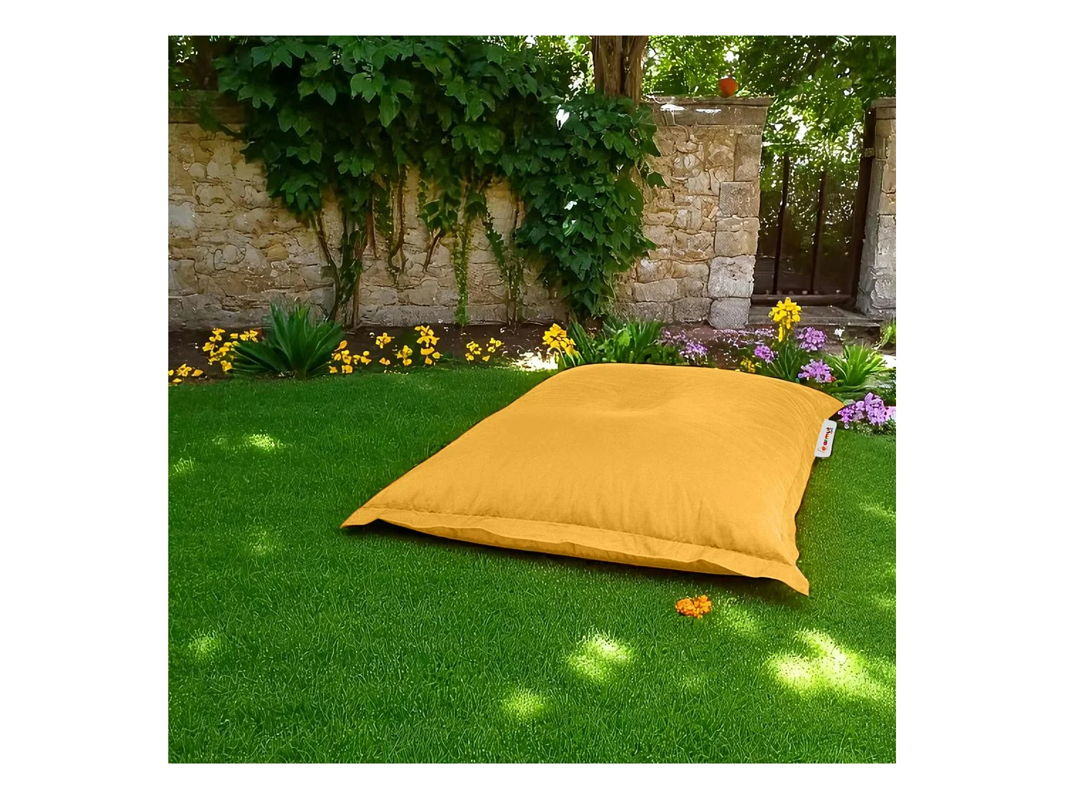 Pouf coussin de sol extérieur jaune - 100 cm ARTA