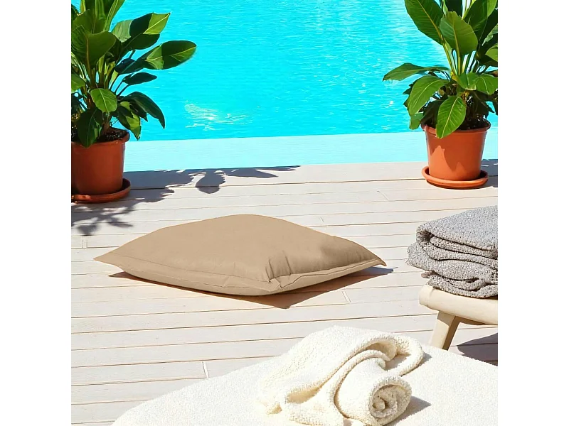 Pouf coussin de sol extérieur imperméable - taupe ARTA