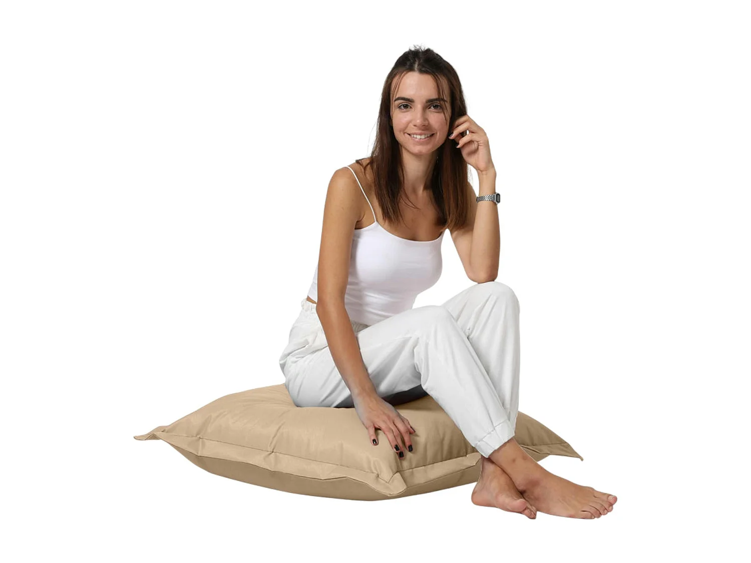 Pouf coussin de sol extérieur imperméable - taupe ARTA