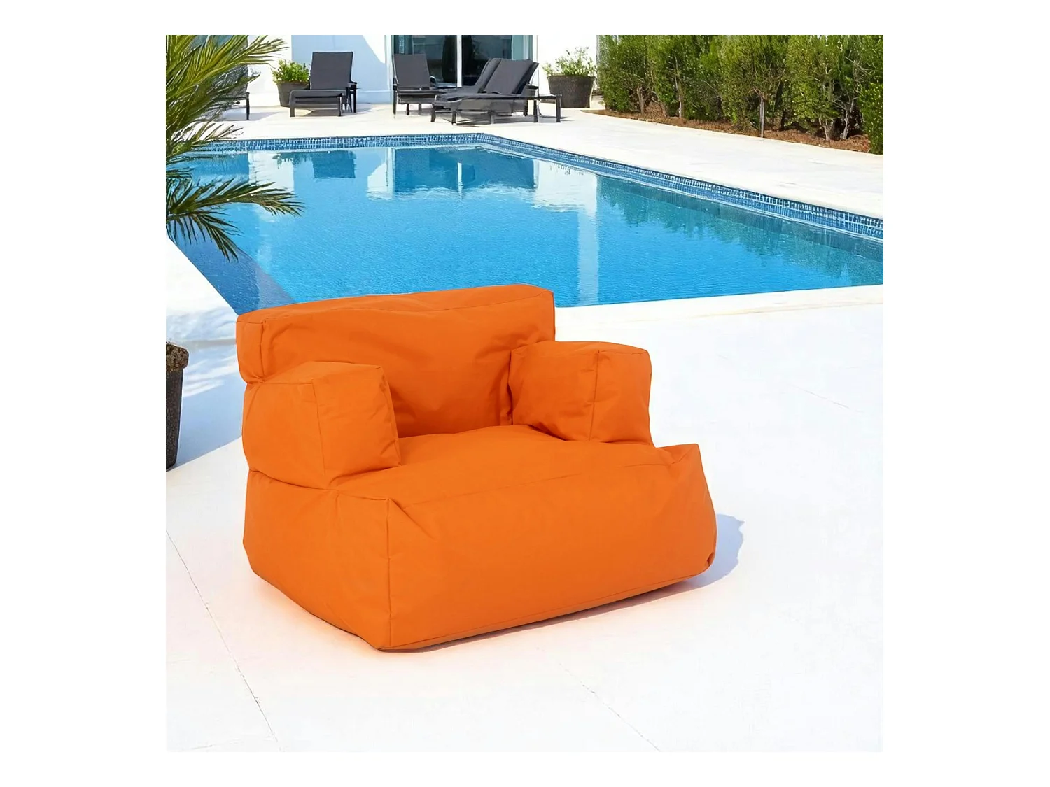 Pouf XXL extérieur avec accoudoirs - orange ARTA