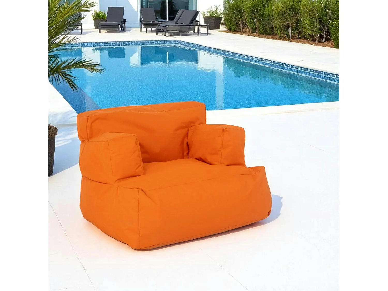 Pouf XXL extérieur avec accoudoirs - orange ARTA