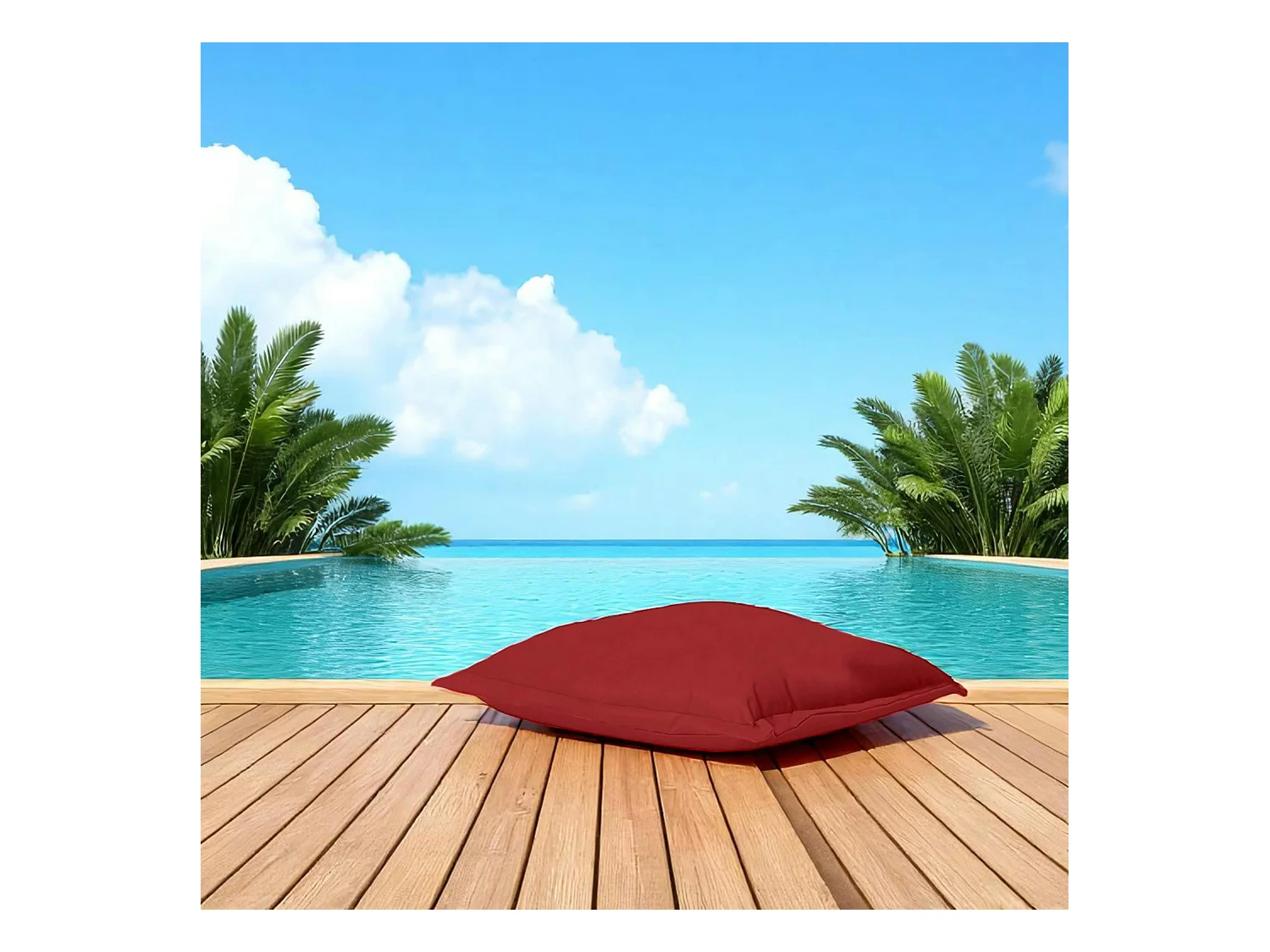 Pouf coussin de sol extérieur imperméable - rouge ARTA