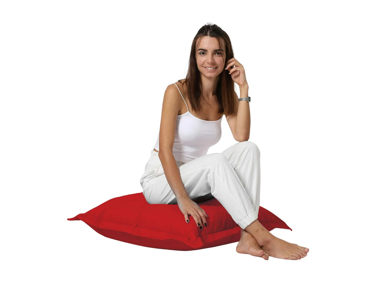 Pouf coussin de sol extérieur imperméable - rouge ARTA
