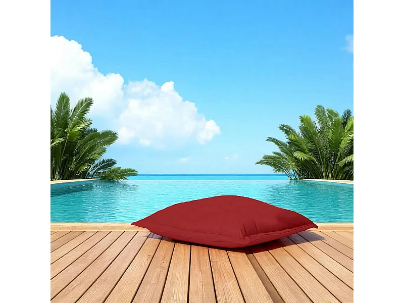 Pouf coussin de sol extérieur imperméable - rouge ARTA