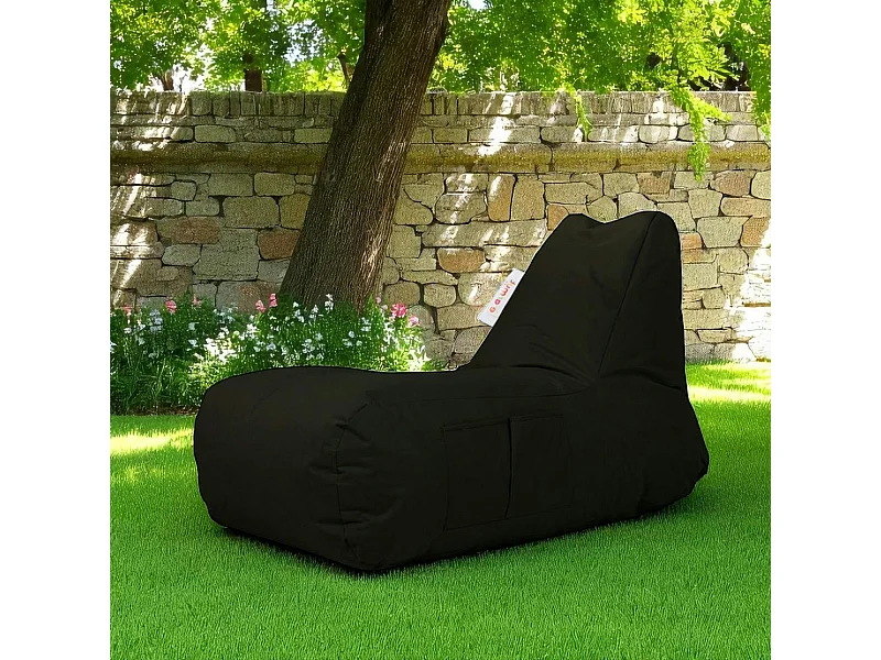 Grand pouf extérieur imperméable noir - avec poches ARTA