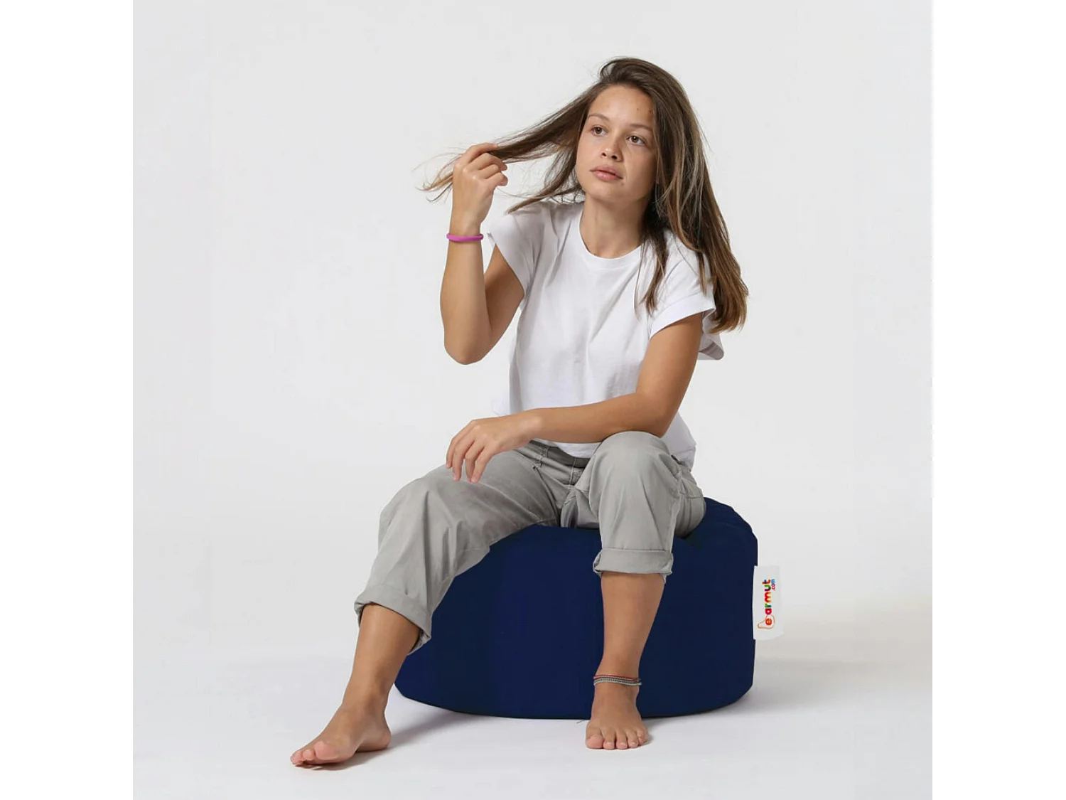 Pouf extérieur imperméable bleu foncé - forme ronde ARTA