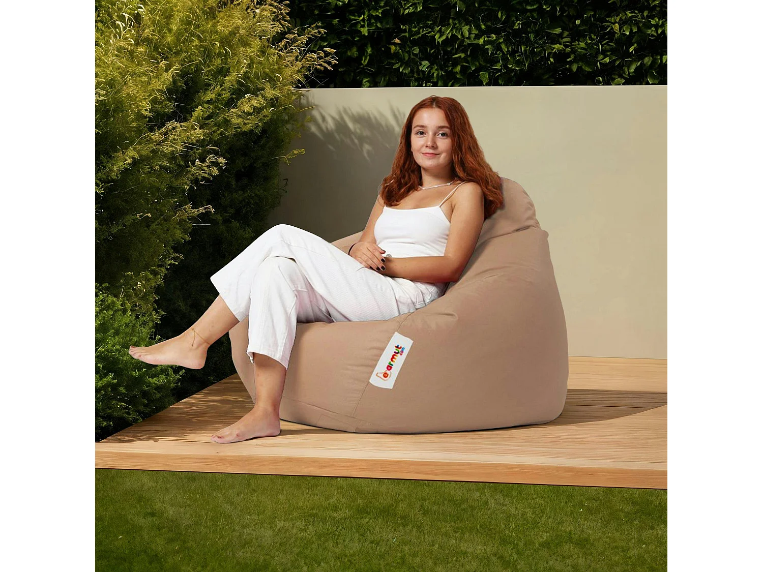 Pouf poire géant extérieur beige ARTA