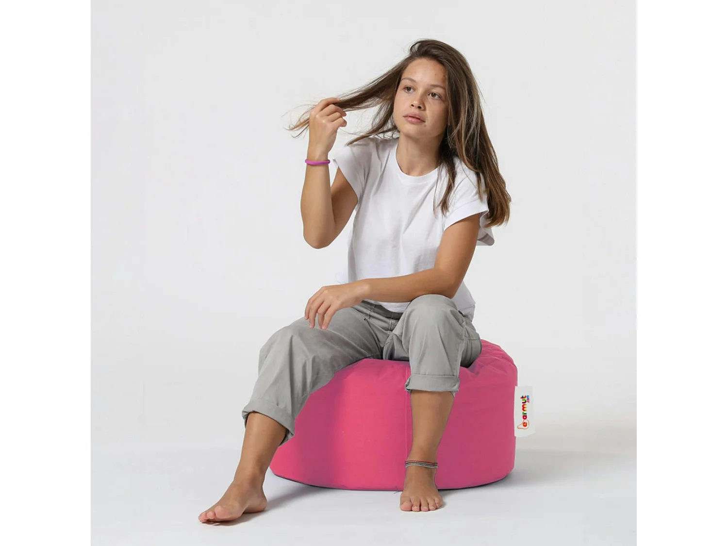 Pouf extérieur imperméable rose - forme ronde ARTA