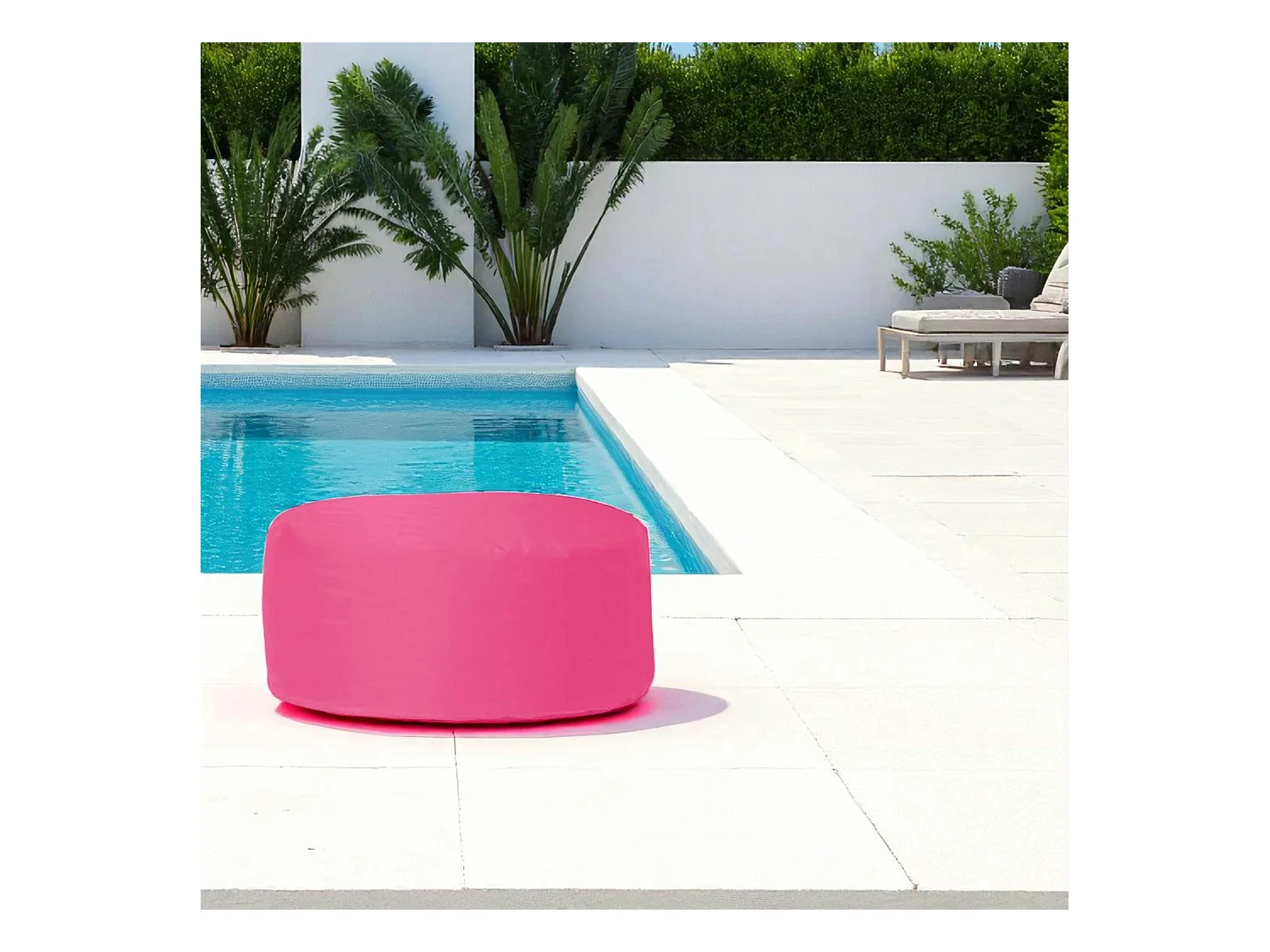 Pouf extérieur imperméable rose - forme ronde ARTA