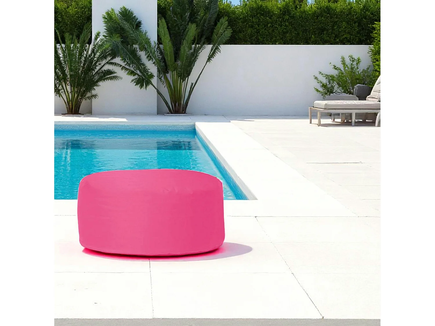 Pouf extérieur imperméable rose - forme ronde ARTA