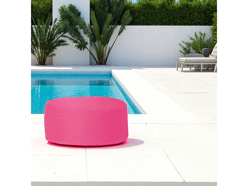 Pouf extérieur imperméable rose - forme ronde ARTA