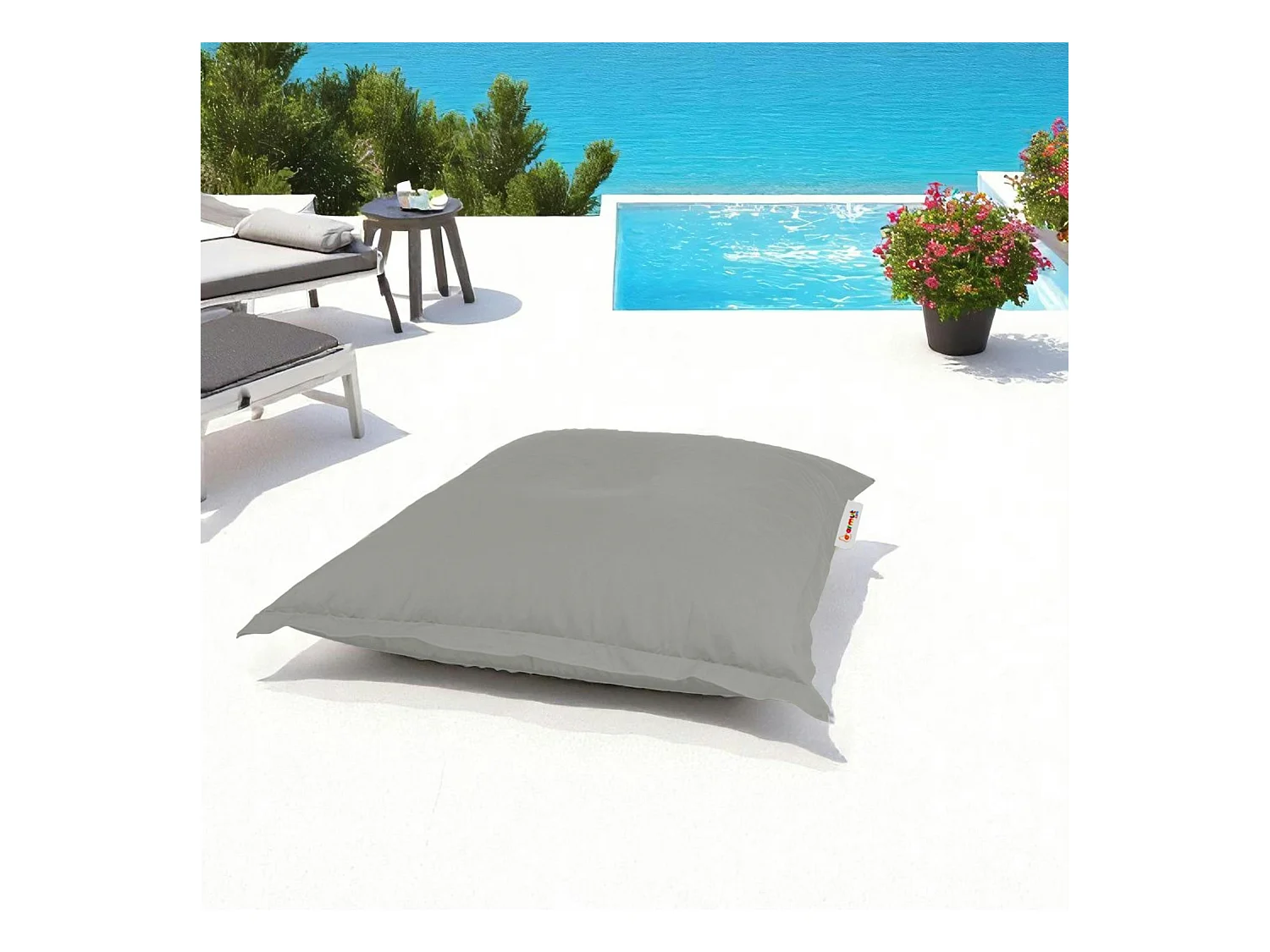 Pouf coussin de sol extérieur gris - 100 cm ARTA