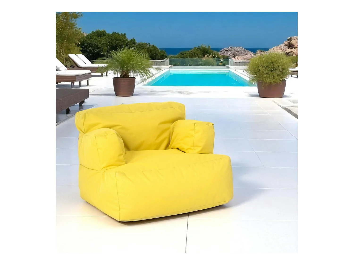 Pouf XXL extérieur avec accoudoirs - jaune ARTA