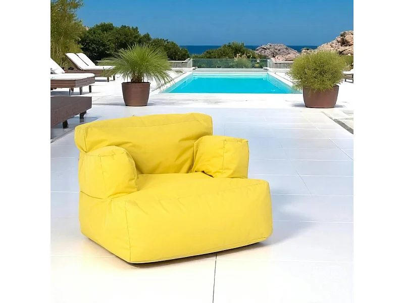 Pouf XXL extérieur avec accoudoirs - jaune ARTA