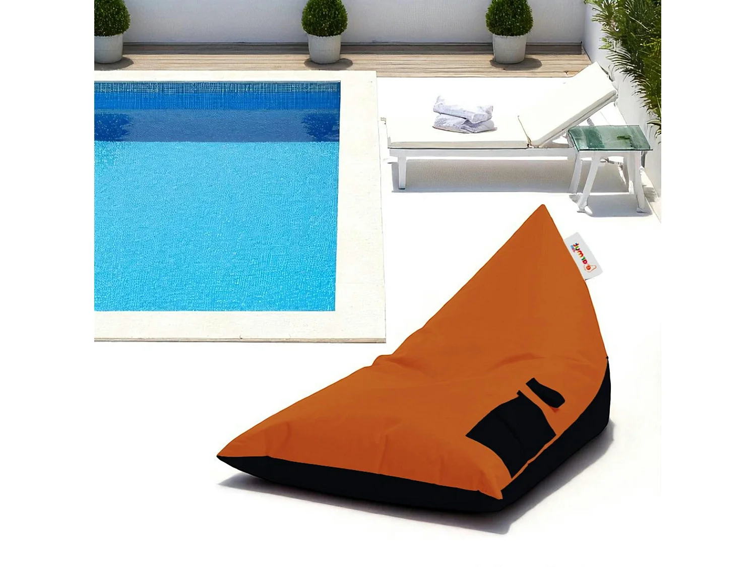 Pouf berlingot extérieur orange et noir ARTA