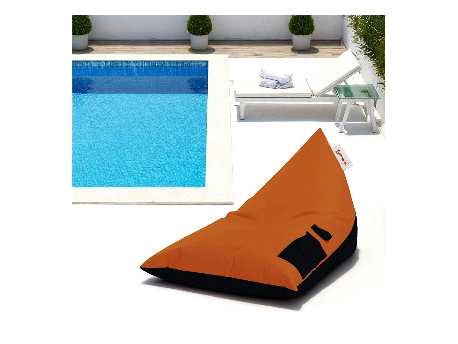Pouf berlingot extérieur orange et noir ARTA