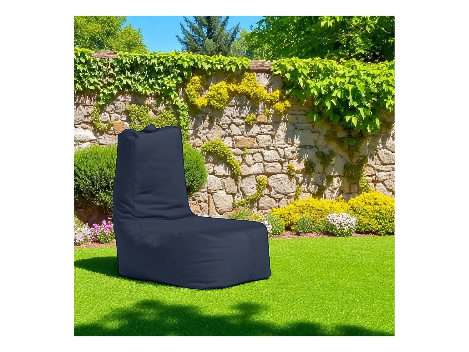 Pouf poire bleu foncé avec poches latérales ARTA