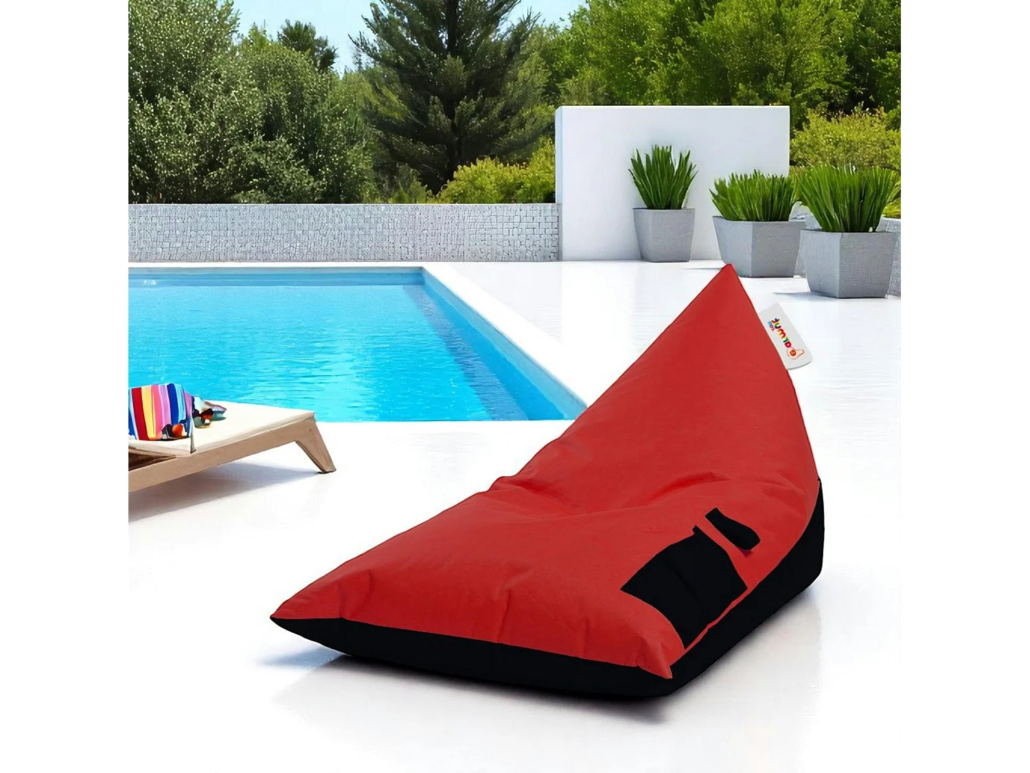 Pouf berlingot extérieur rouge et noir ARTA