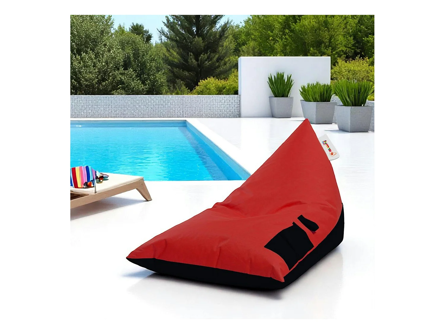 Pouf berlingot extérieur rouge et noir ARTA