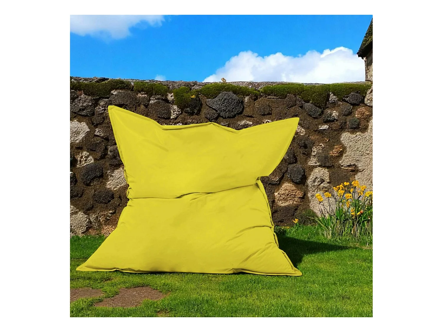 Pouf XXL extérieur jaune 180 cm ARTA