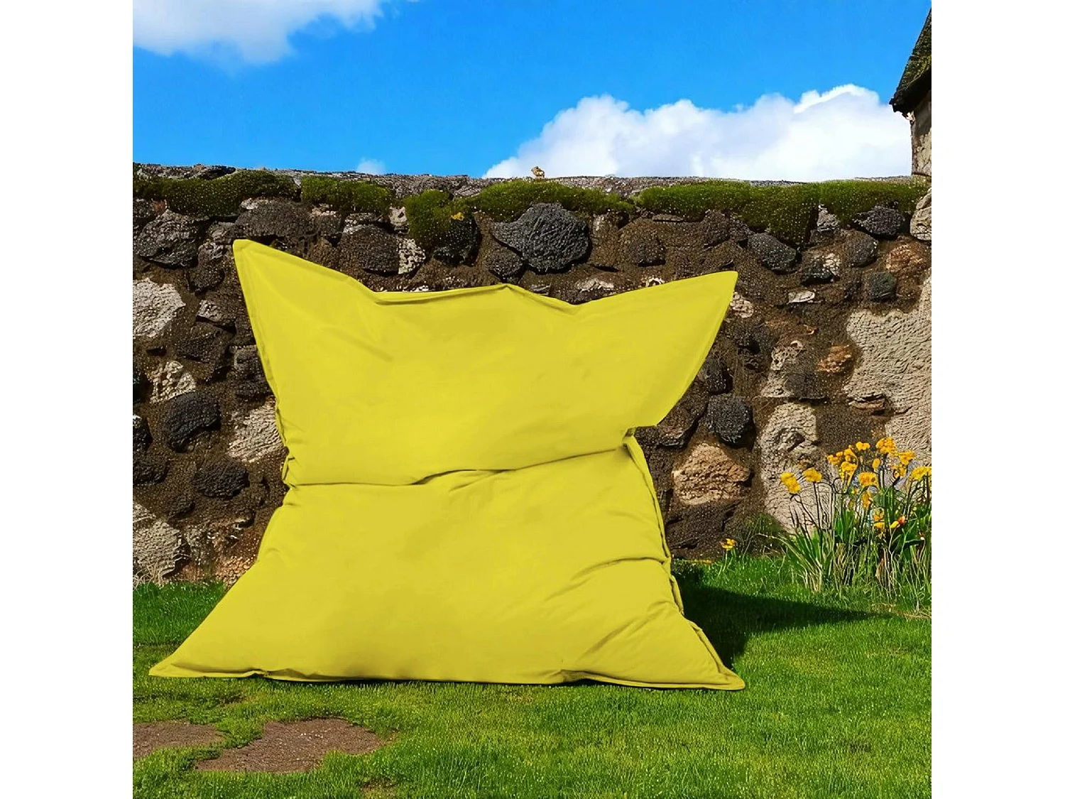 Pouf XXL extérieur jaune 180 cm ARTA