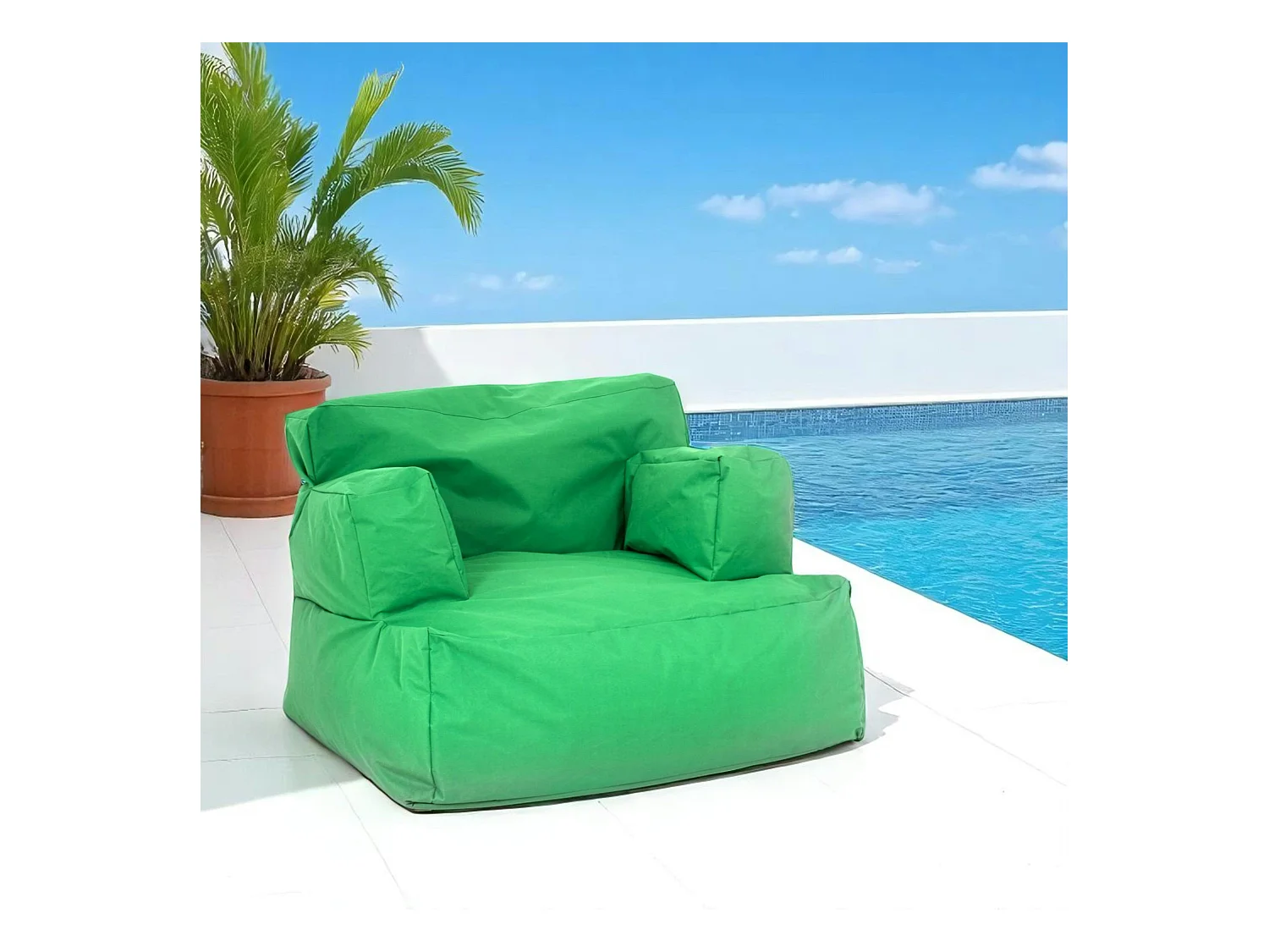 Pouf XXL extérieur avec accoudoirs - vert ARTA