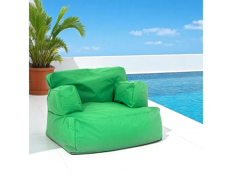 Pouf XXL extérieur avec accoudoirs - vert ARTA