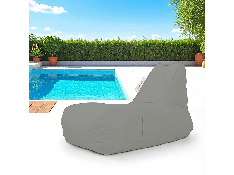 Grand pouf extérieur imperméable gris - avec poches ARTA