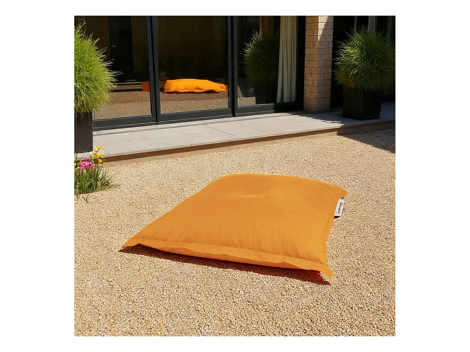 Pouf coussin de sol extérieur orange - 100 cm ARTA